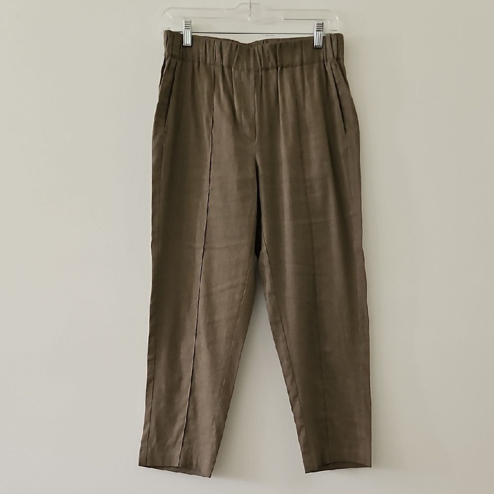 Babaton Cropped Linen-blend Pants In Morel‎ Size Small